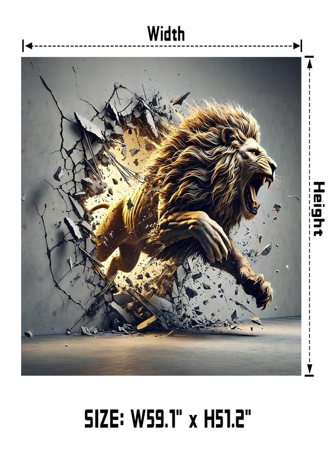 AOHMPT 3D Tapestry, 59"x51" Animal Print Poster, Lion Tapestry,Wall Art Painting for Bedroom and Living Room 59"x51" - Image 2